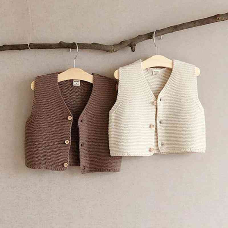 Autumn Vest Single Breast Knitwear V Neck - Baby Sleeveless Sweater