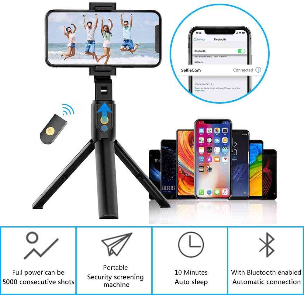 Langaton Bluetooth-selfie-tikku jalustalla -Bluetooth-versio kaukosäätimellä