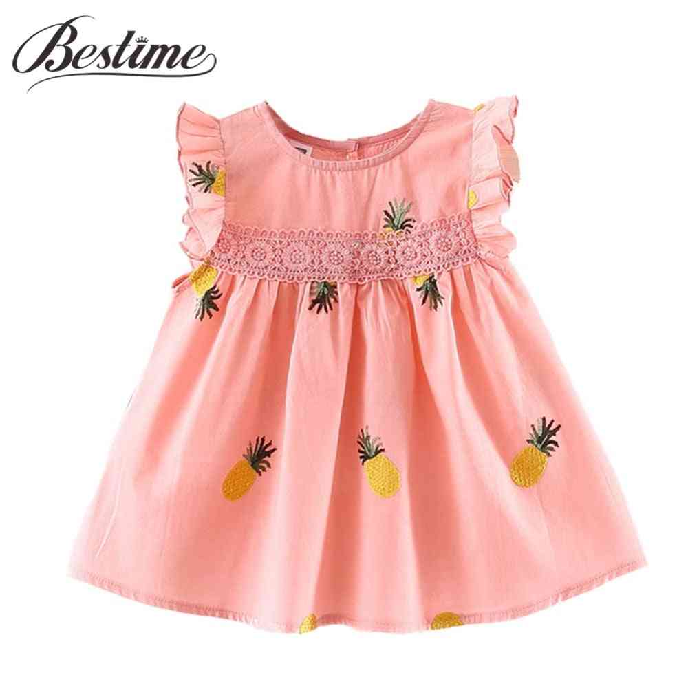 Baby Clothes, Summer Frill Sleeve Cotton Pineapple Sleeveless Dresses