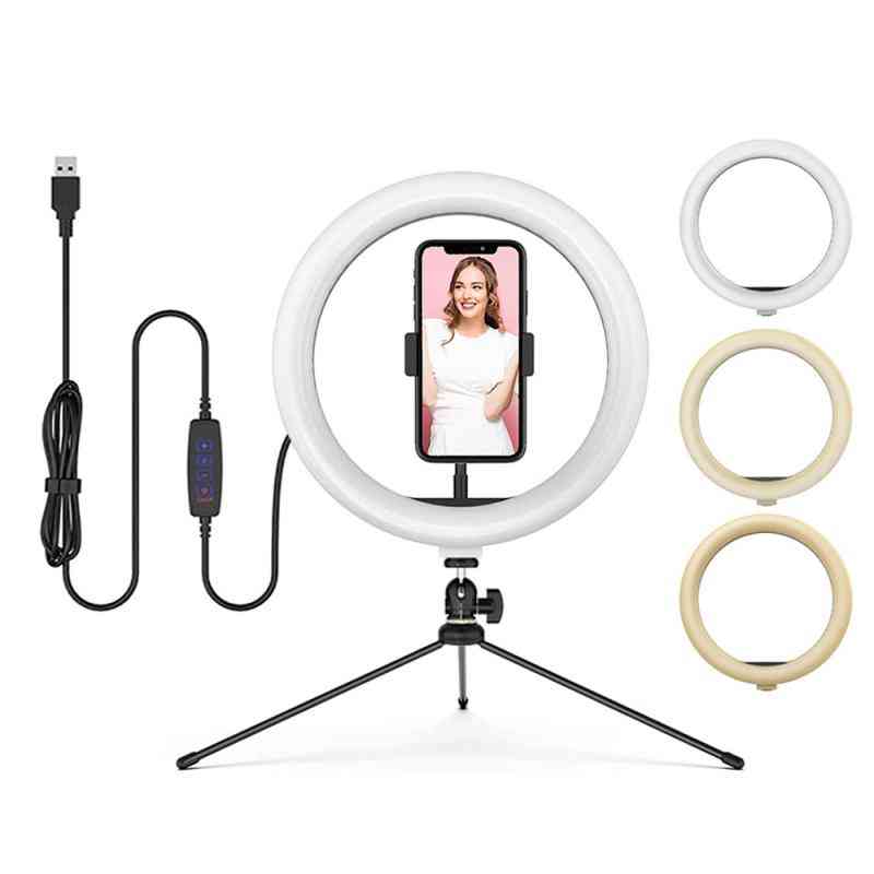 Dimmable Led Bluetooth Selfie Ring Light With Tripod Stand