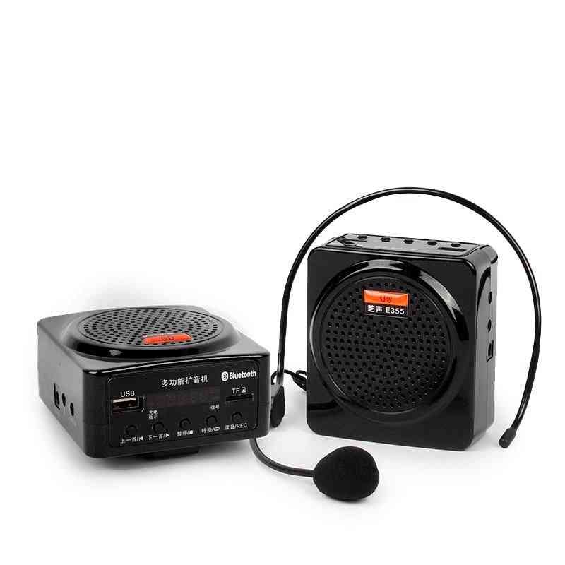 Megáfono portátil amplificador de voz altavoz bluetooth altavoz, radio fm tf usb clip de cintura micrófono profesores discurso - negro