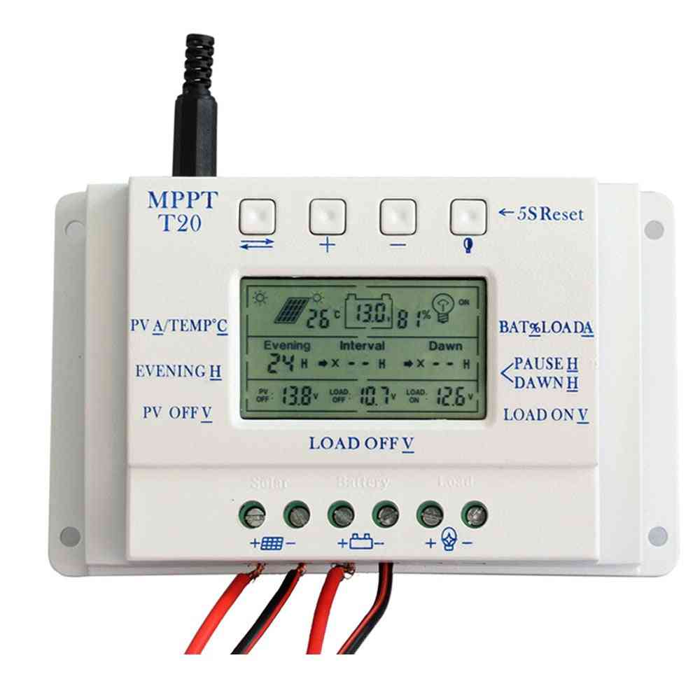 20a Mppt 12v/24v Solar Panel Battery Regulator Charge Controller Without Any Logo On Surface T20 Lcd