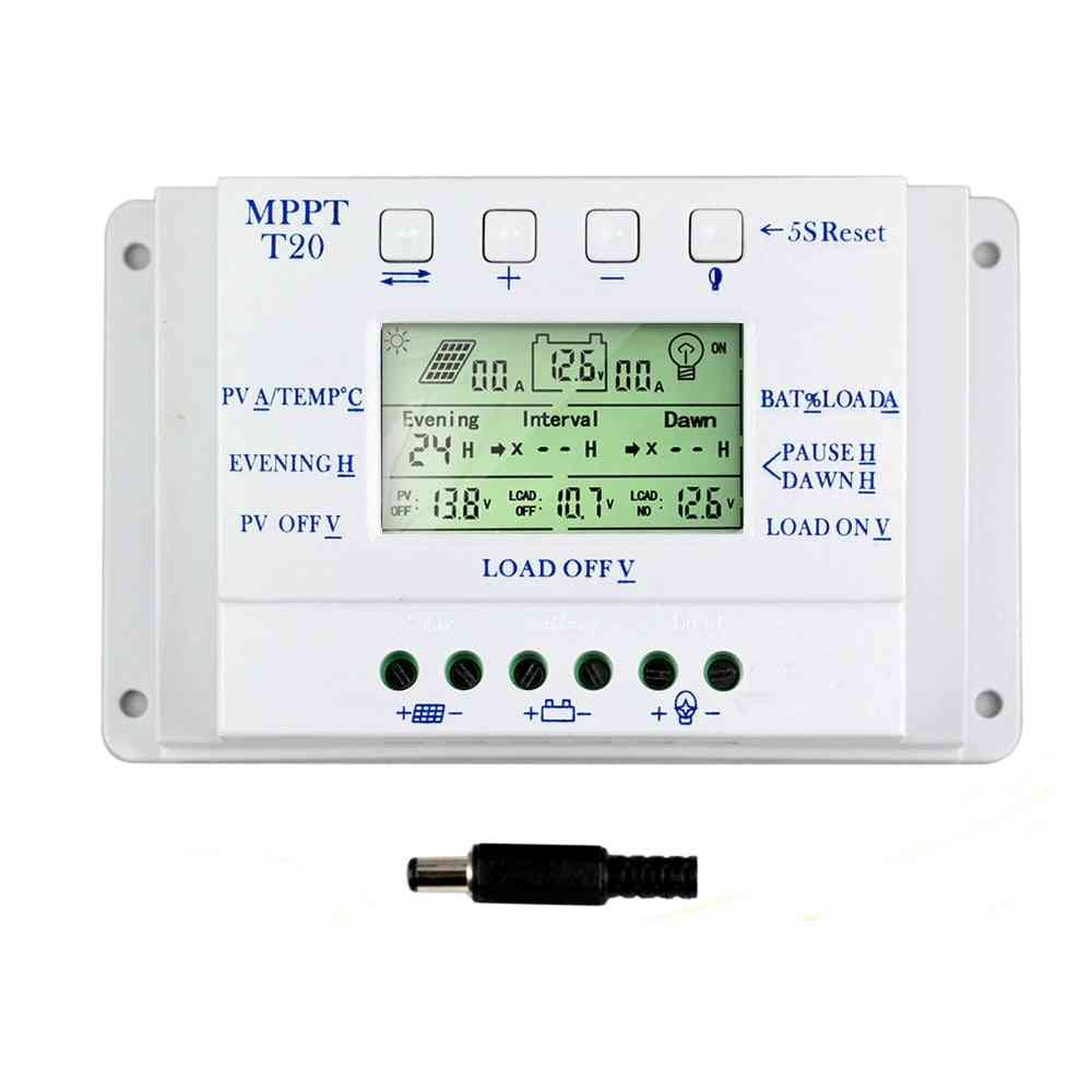 20a Mppt 12v/24v Solar Panel Battery Regulator Charge Controller Without Any Logo On Surface T20 Lcd