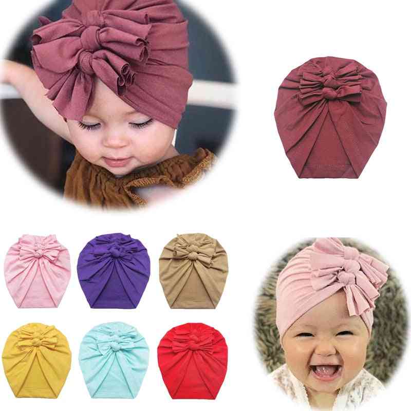 Baby Headband Hat, Bowknot Print Cotton Stretchy Turban Headband