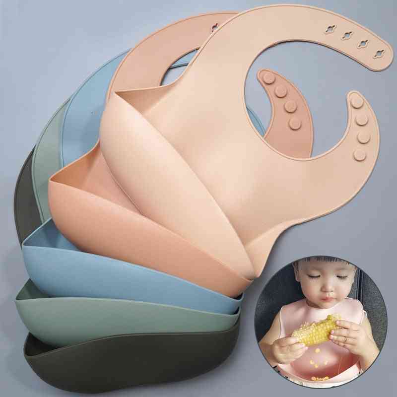 Fashionable Silicon Breastplate, Baby Bib Waterproof Solid Infant Newborn Feeding Burp Cloth Drooling Scarf