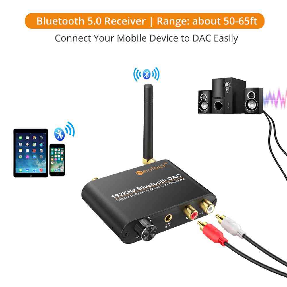 192khz Bluetooth Dac Converter With Optical And Power Cable