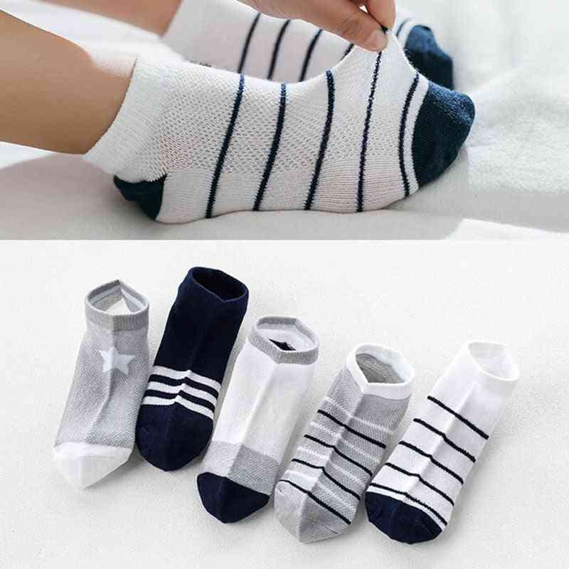 5pairs Breathable, Sports, Unisex Cotton Stripe Socks For