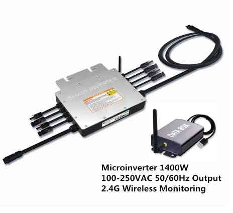 Vedenpitävä ip65-aurinkoverkkoon sidottu mikroinvertteri 1400w mikroinvertterimuunnin 100-250v 50-60Hz lähtö tai + 2,4g langaton valvonta - SG1400mq / 18-50vdc / AC110v-120v