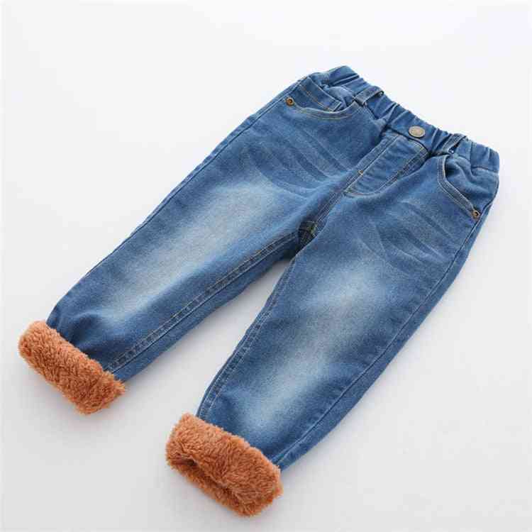 Boys Winter Thick Denim Warm Jeans Pants