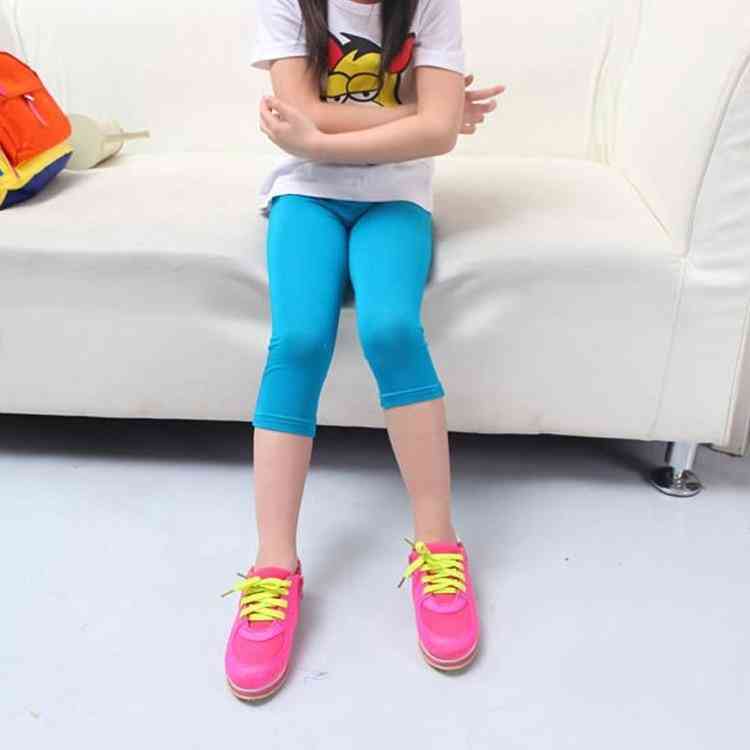 Girls Knee Length Five Pants- Cropped Clothing, Spring & Summer All Matches Bottoms Leggings