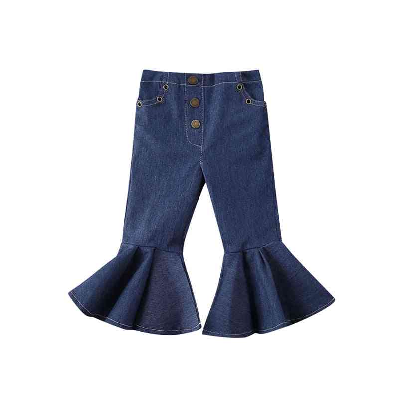 פעוטות ג'ינס לתינוק - כפתורי סקיני ג'ינס מתרחבים, מכנסיים ארוכים של מכנסי פעמון ג'ינס נמתחים, בגדי מזדמנים לתינוק
