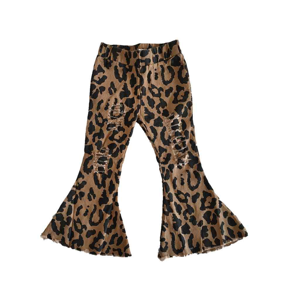Dievčenský módny zvonček, nohavice s leopardím vzorom