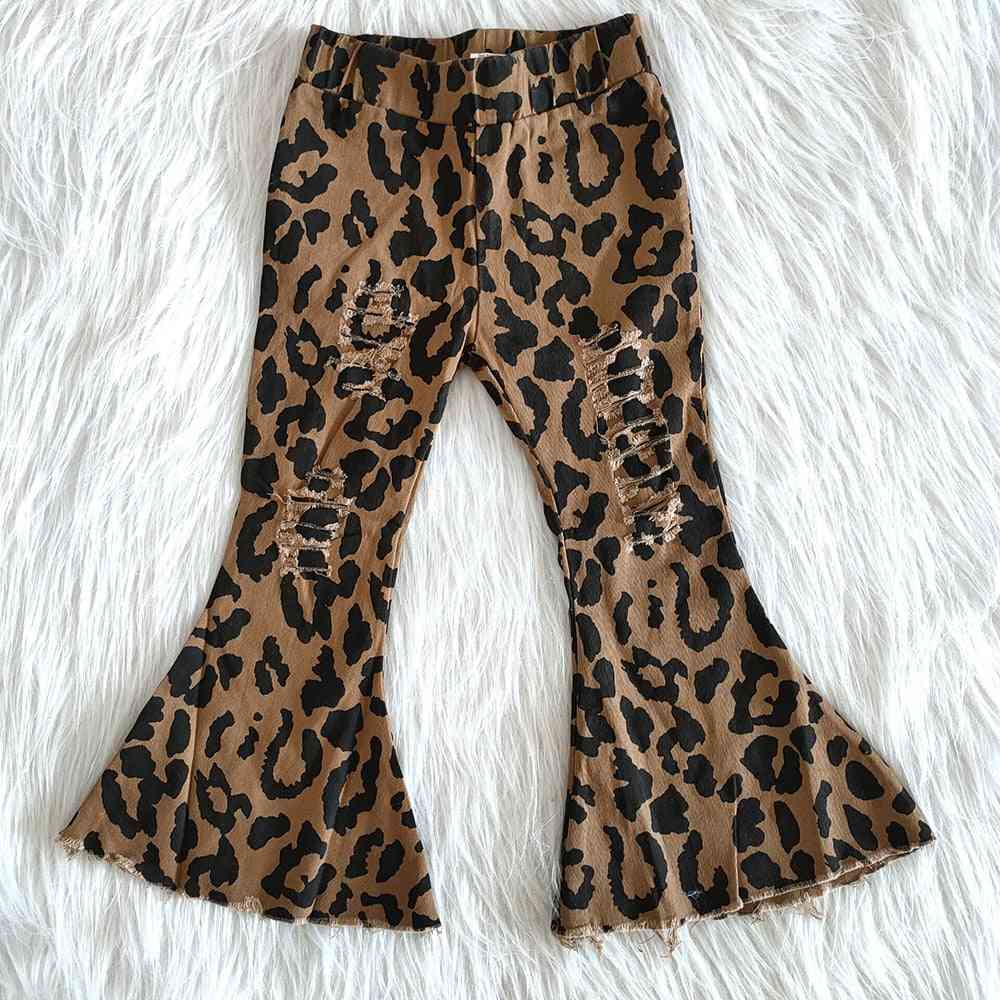 Dievčenský módny zvonček, nohavice s leopardím vzorom