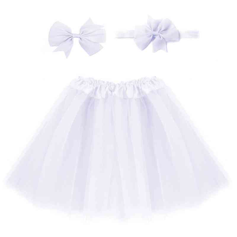 Baby Tulle Tutu Skirt, Infant Newborn Diapers Cover Short, Hair Clip & Headband Photography Props