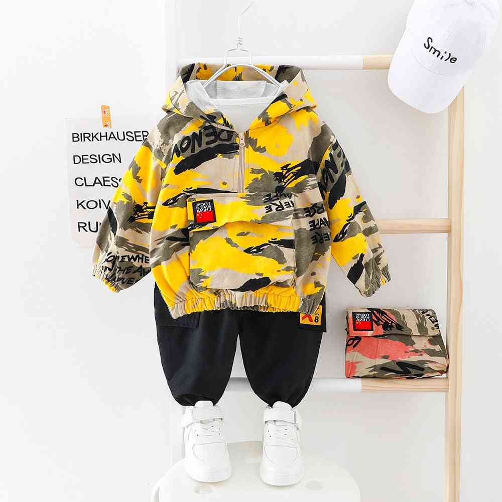 Camouflage Baby Suit, Hooded Camo Top + Pants For Newborn