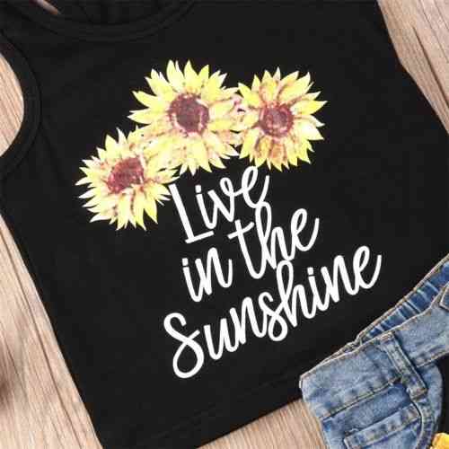 Auringonkukka taapero tyttövauva asettaa vaatteet hihaton kirje liivi tank toppi + lyhyet housut kesän asuja