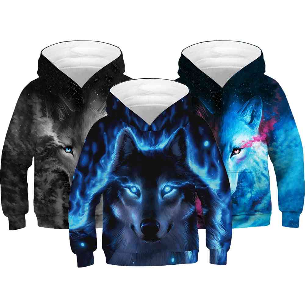 3d Wolf Print Hoodies Sweatshirt For - Spring, Autumn Outerwear