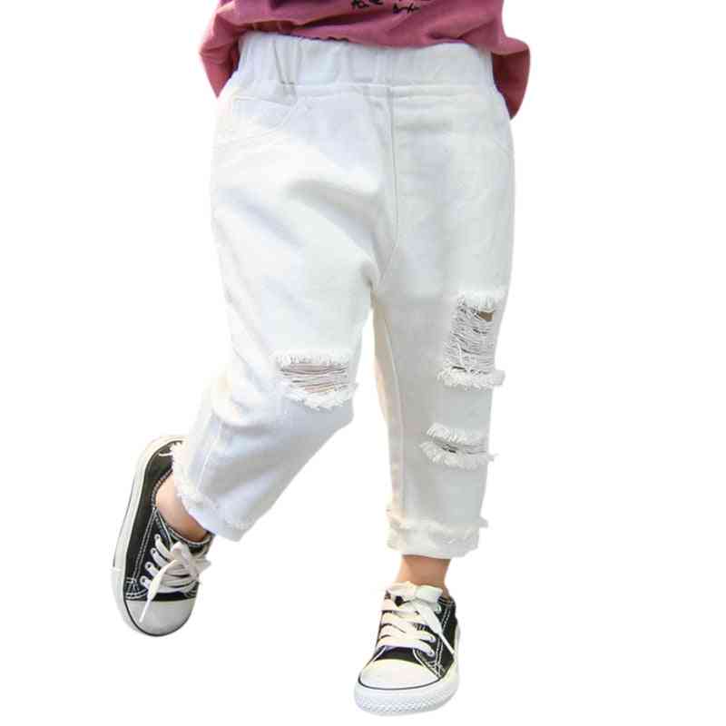 Mid-waist Casual White Denim Jean