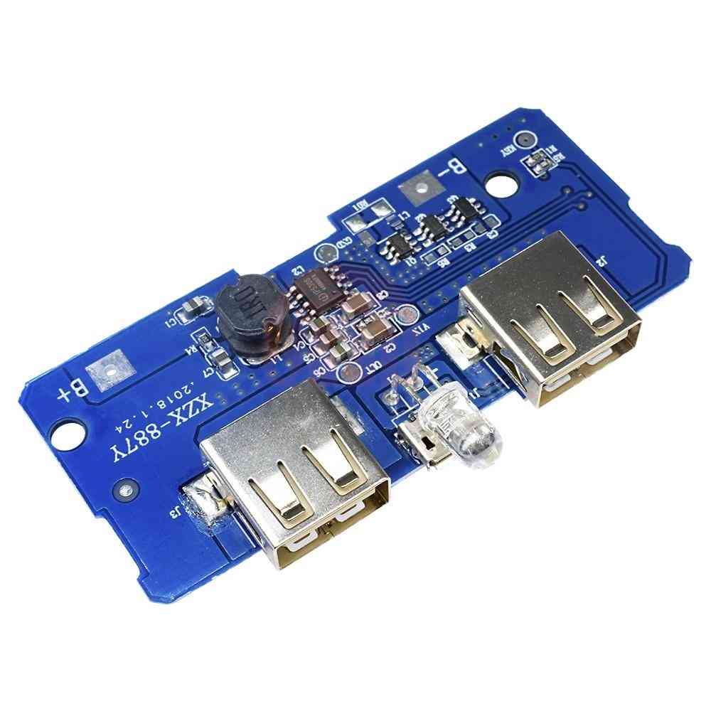 Dc 5v/2a Power Bank Charging Circuit Module Board With Dual Usb Output, 1a Input