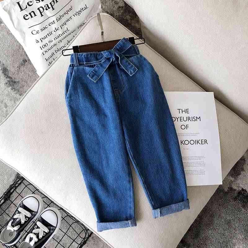 Frühling, Herbst Sport Jeans Hose, lässige Jeanshose mit Bund für Mädchen