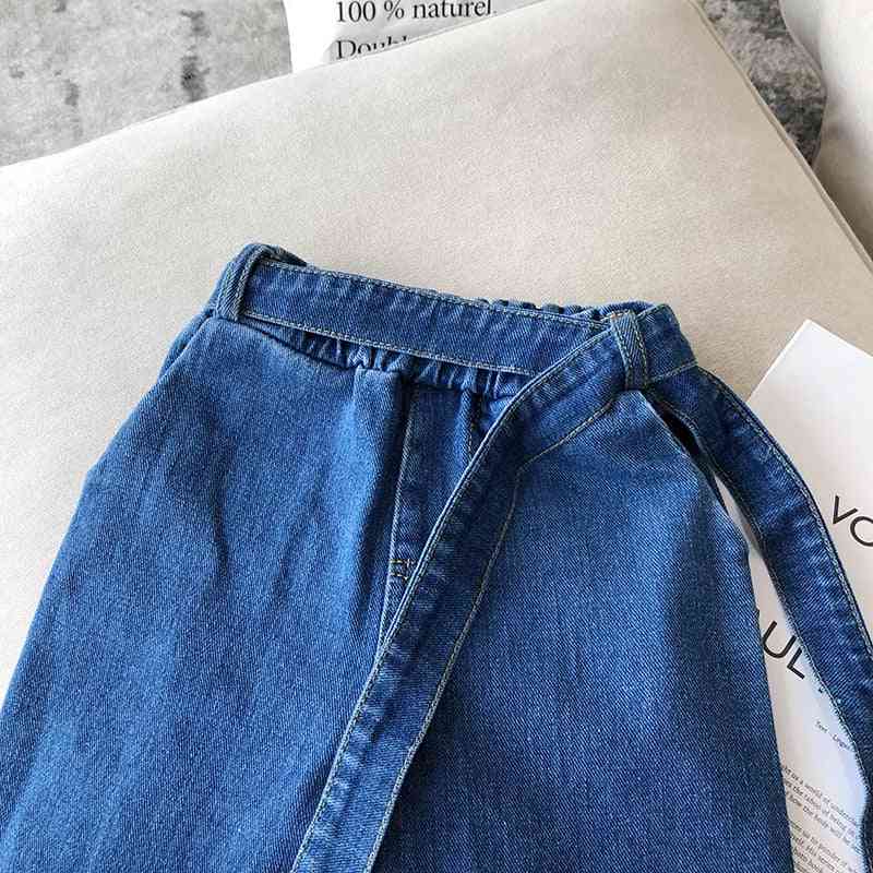 Frühling, Herbst Sport Jeans Hose, lässige Jeanshose mit Bund für Mädchen