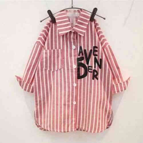 Baby Cotton Shirts- Striped Sleeve Tops -girls Blouse
