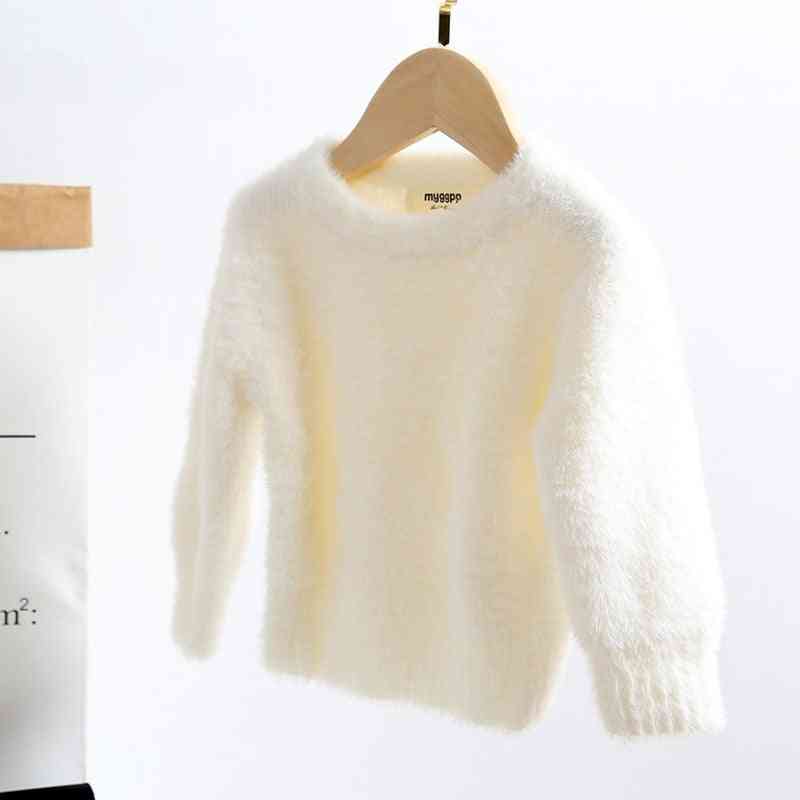 Girls Mink Cashmere Sweater Pullovers- Warm Jumper Coat