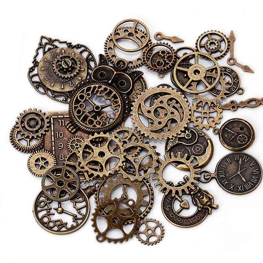 Kit de engrenagens de metal galvanizado misturado com engrenagens mecânicas acessórios de relógio para peças de relógios artesanais DIY -