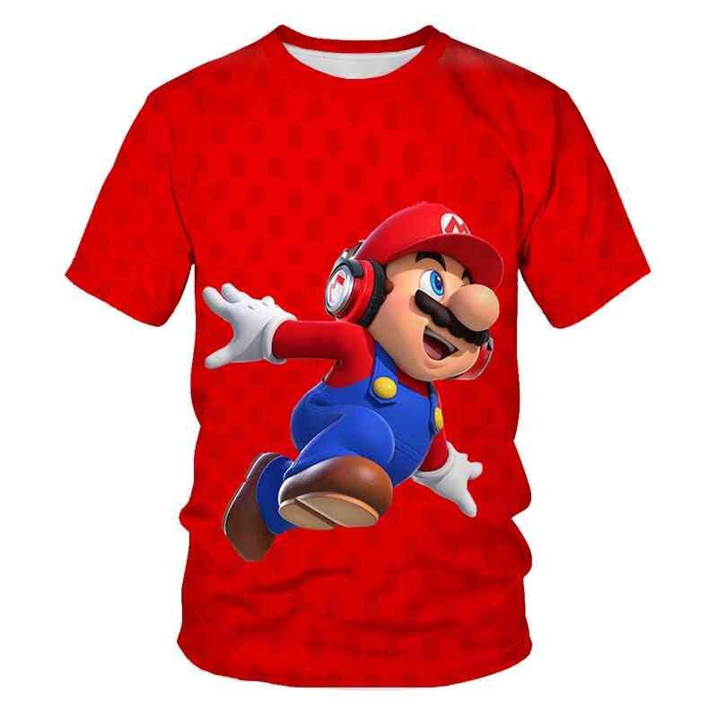 Baby And Super Mario Bros Game Cartoon Printed T Shirt Short Sleeves Set