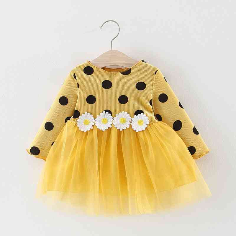 есенна рокля с дълъг ръкав, бебешка принцеса на точки, модни рокли