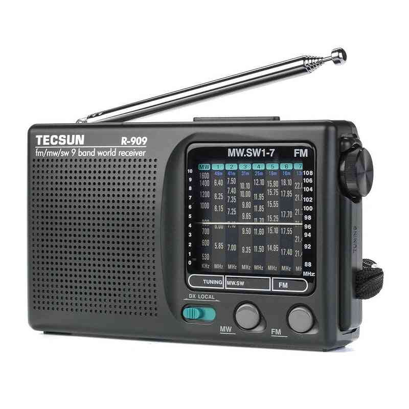 Prenosný rádiový prijímač r-909 - fm / mw / sw 9-pásmový slovný prijímač