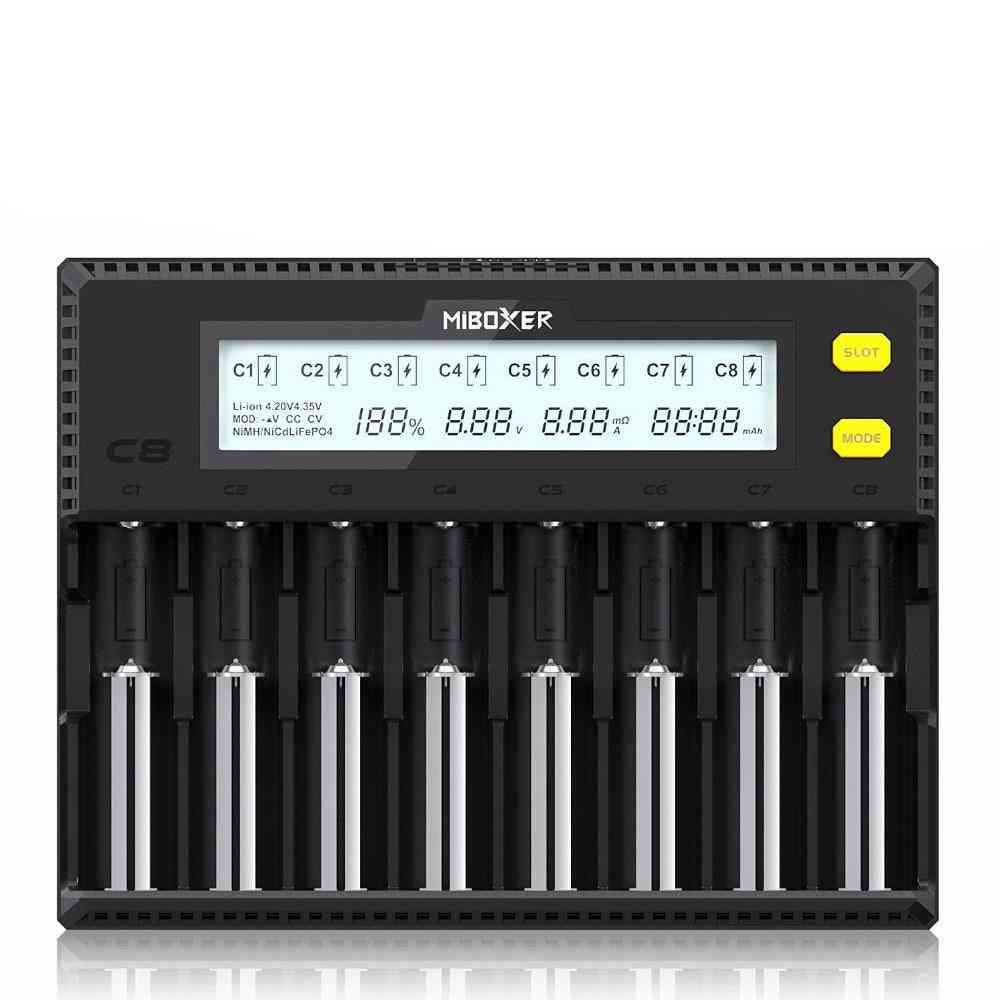 C8 18650 Smart Battery Charger With Lcd Display, Dc12v 3a
