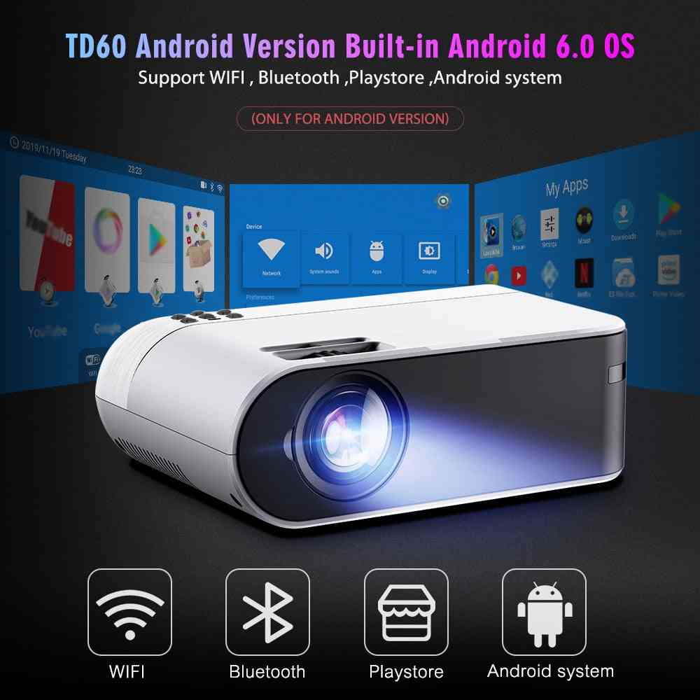 Mini projektor bærbar wifi android smart telefon 3d beamer