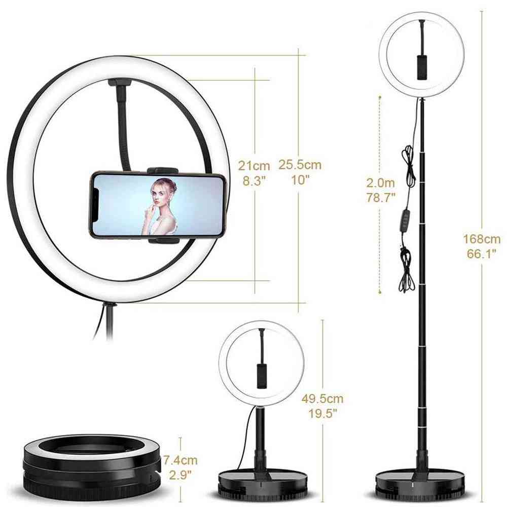 10 Inches Led Ring, Light With Integrated Strachable Stand