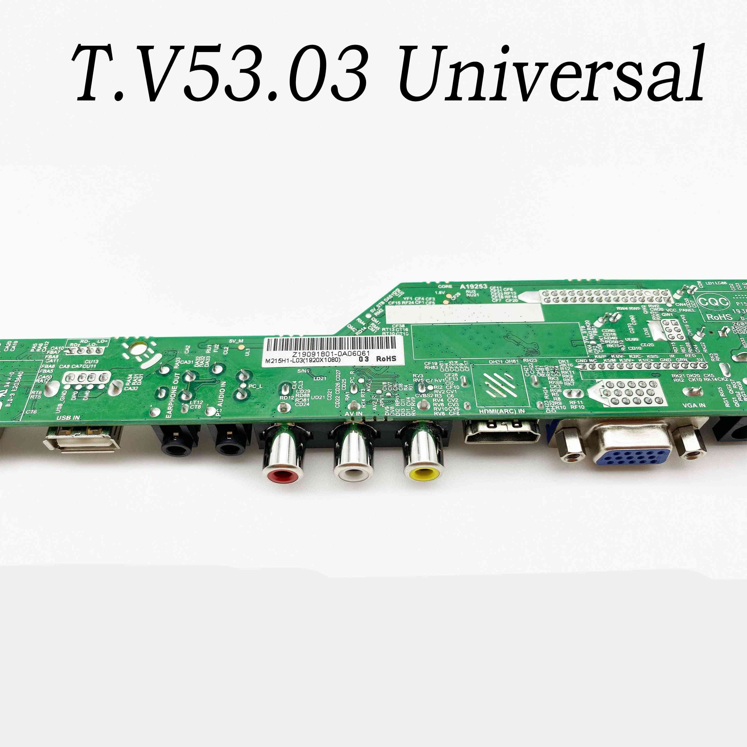 Universal lcd tv controller driver board, pc / vga / hdmi / usb interface + 7 nøglekort + 2 lampe inverter