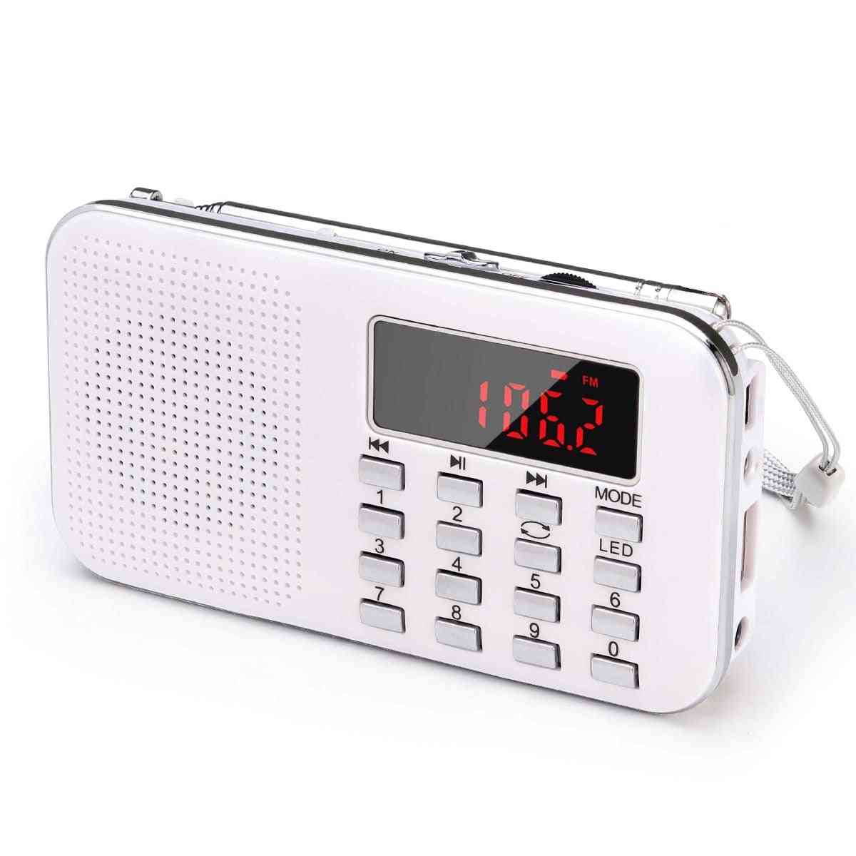 Portable Fm Radio, Rechargeable Receiver With Tf Card