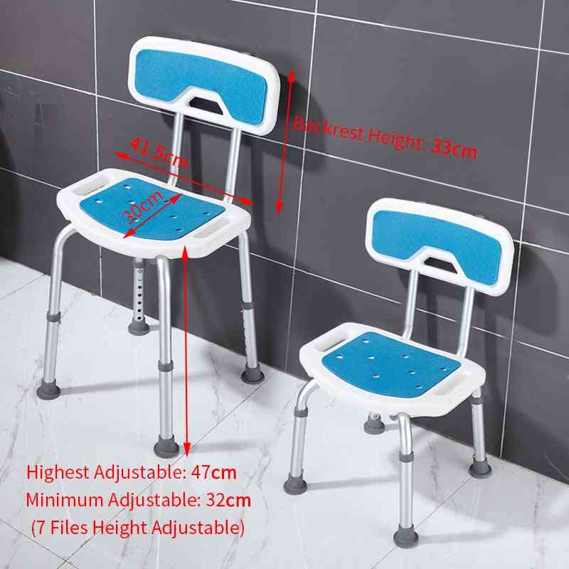 כסאות מקלחת לקשישים, מושב מקלחת בטיחות לנכים - מקלחת אמבטיה החלקה בגובה מתכוונן - עם משענת גב