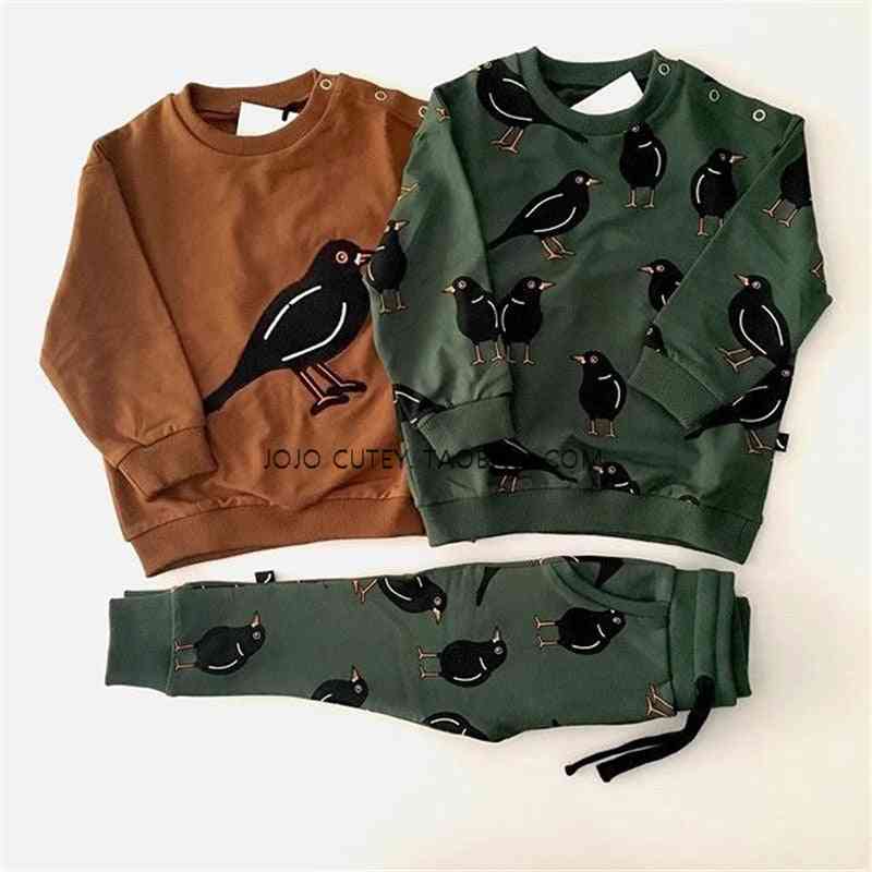 Boys Fashion Bird Sweatshirt, Little Cotton Winter Hoody / Tops