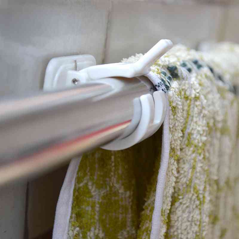 Adhesive Shower Curtain Rods Towel Bar Hooks Clamps, Organized Storage Rack Railing Holder
