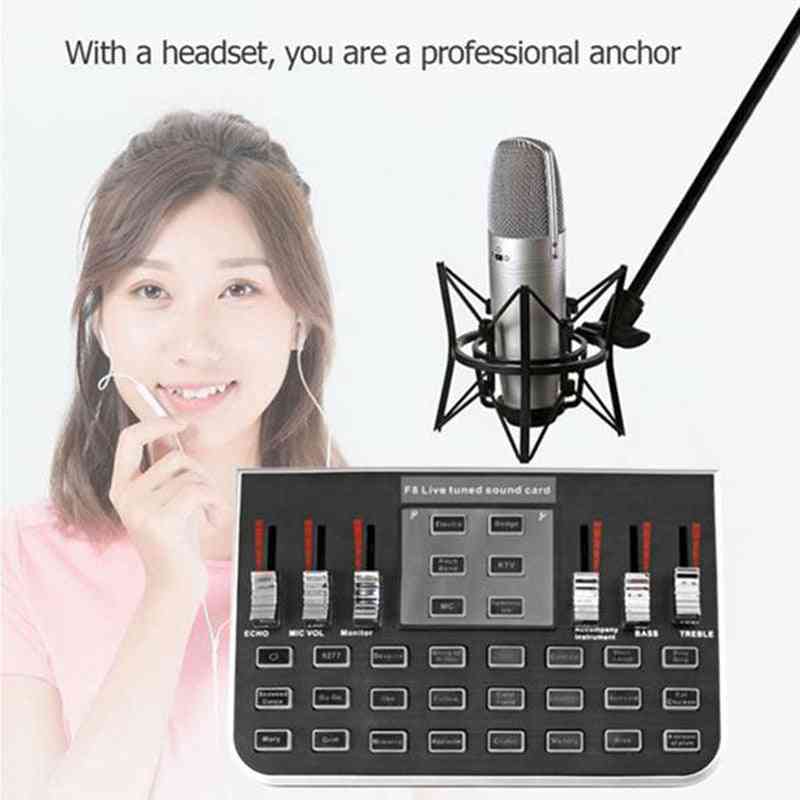 4 Modes Studio Mixer Microphone Webcast, Entertainment Streamer Live Sound Card