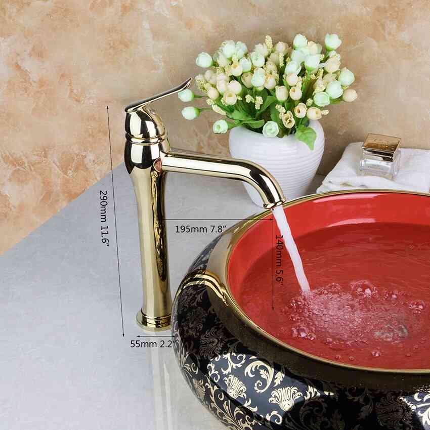Solid Brass Golden Luxury Ceramic Washbasin Set