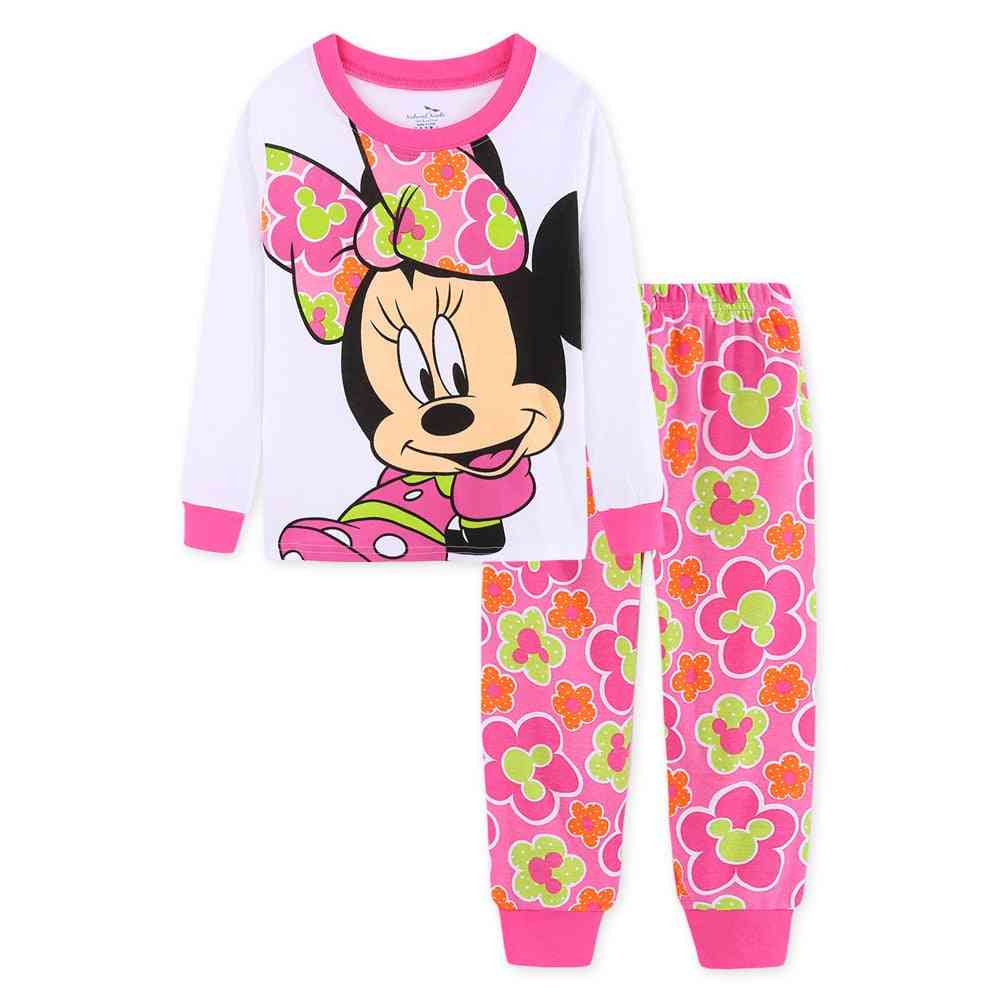 Girls Clothes, Mickey Minnie Print Long Sleeve Pyjama Set
