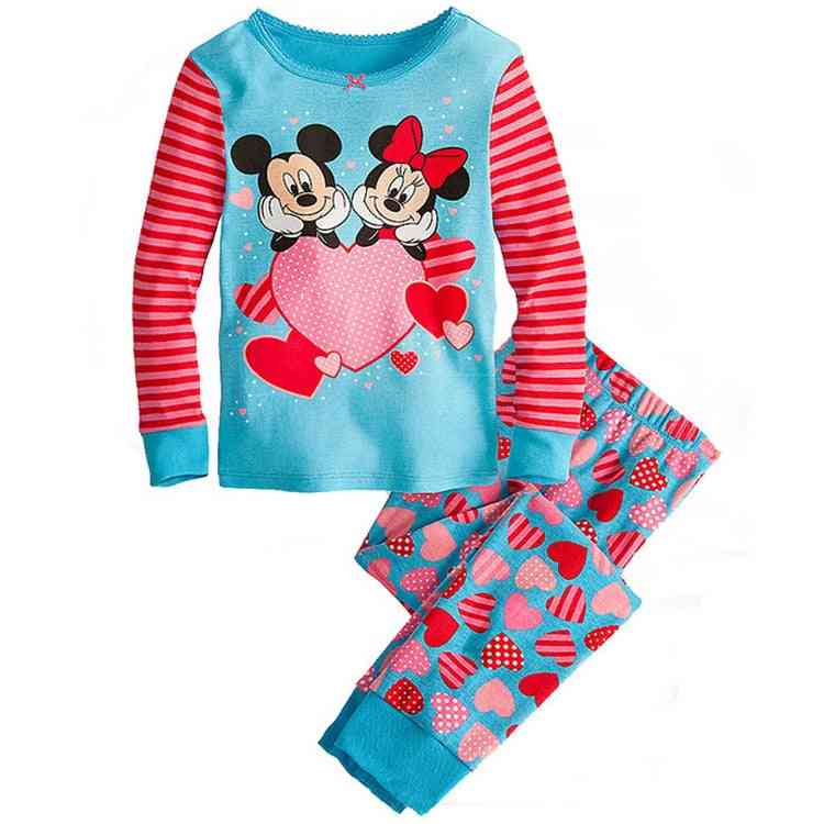 Girls Clothes, Mickey Minnie Print Long Sleeve Pyjama Set