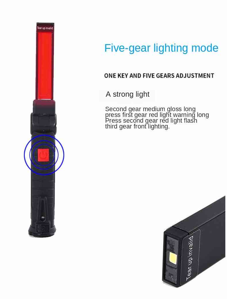 Cob Led Rechargeable Magnetic Torch Flexible Inspection Lamp, Cordless Worklight