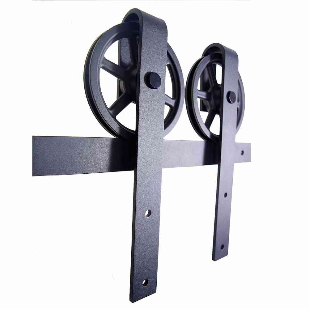 Industrial Wheel, Single Sliding Wooden Door Hardware Kit