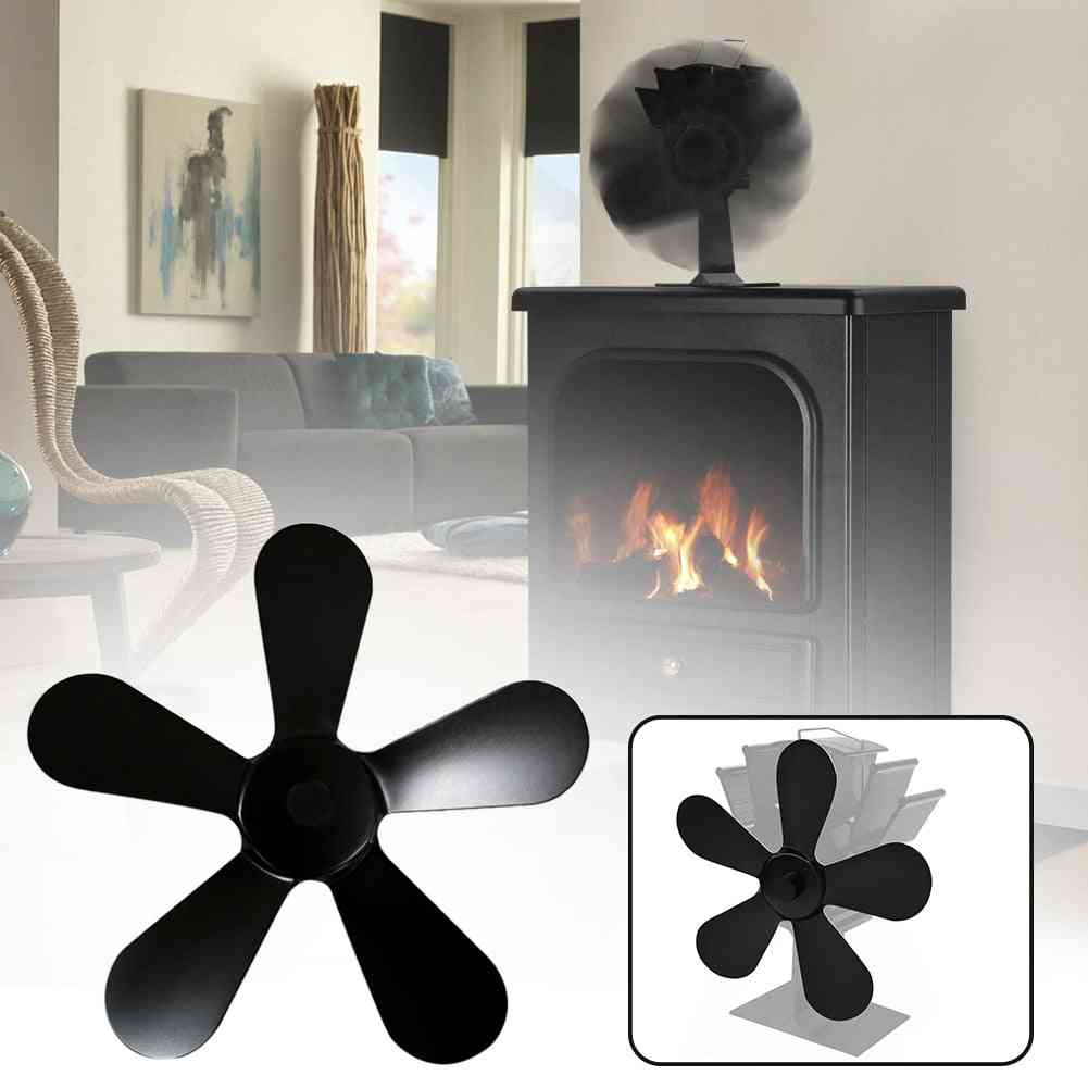 5 Blades For Efficient Heat Powered-aluminum Fireplace Fan