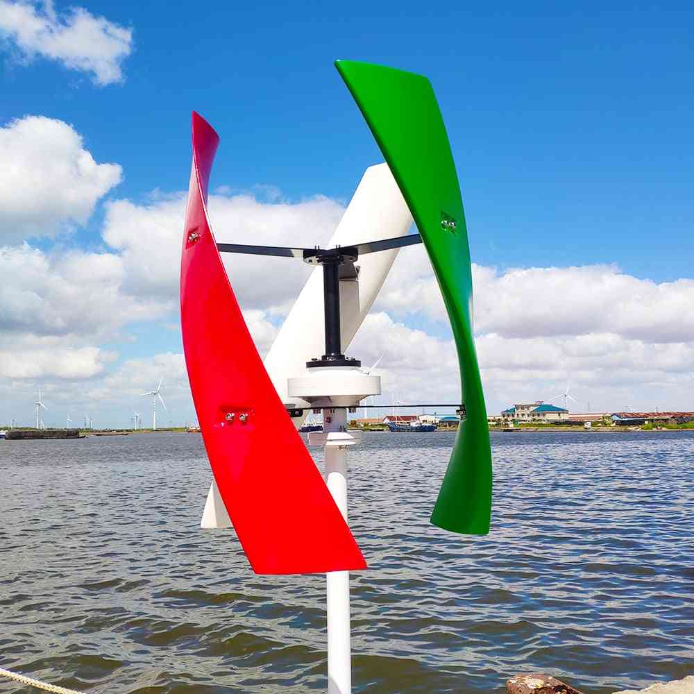 Röd vertikal axel permanent maglev vindkraftgenerator, med mppt-regulator - röd / 24v / mppt hybridstyrning, 600w
