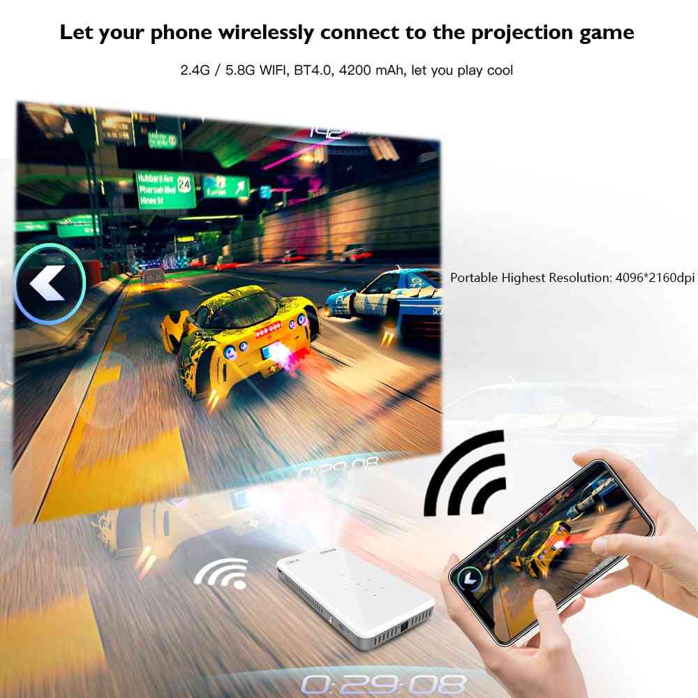 Mini přenosný 3D DLP projektor - Android 7.1 WiFi Bluetooth