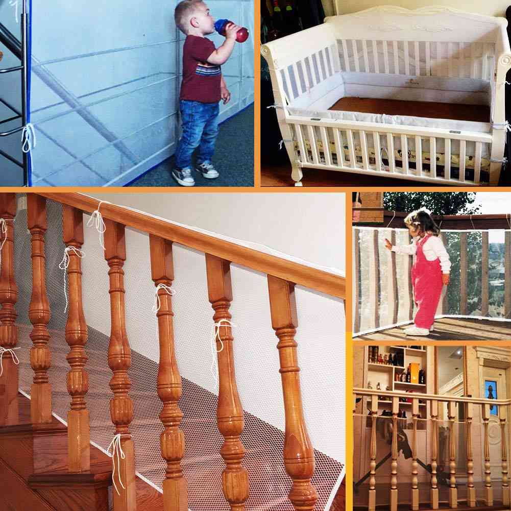 Bebê, crianças, cerca reforçada, rede de segurança de malha, - casa, proteção de trilho de escada de varanda, doméstico fácil de instalar