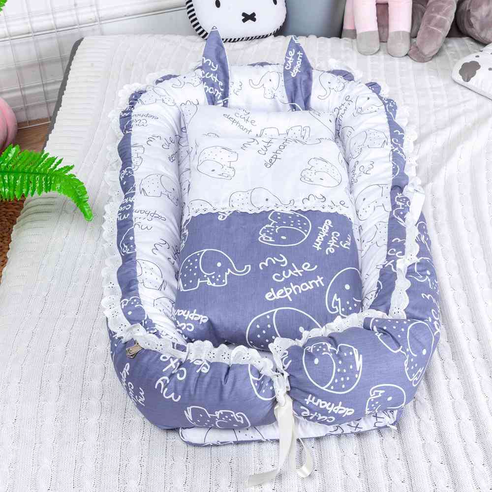 90 * 55cm tragbares Baby Nest Bett mit Kissen Kissen für Jungen / Mädchen Reisebett, Baby Baumwolle Wiege Krippe Baby Stubenwagen Neugeborenen Bett - 1